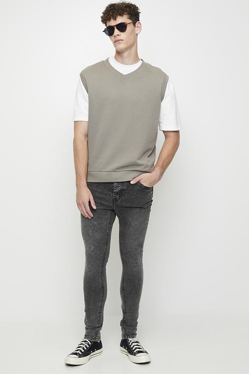 Super Skinny Fit Denim Jean Acid Wash - Long Length