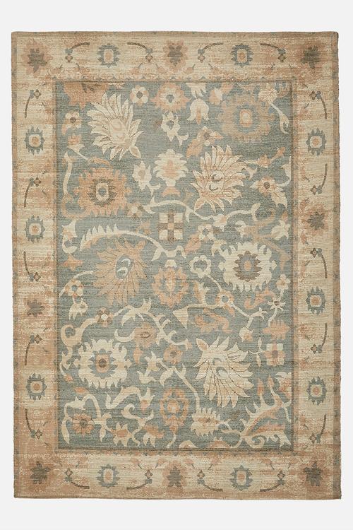 Cotton chenille plush antique rug - rust