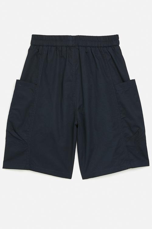 Panelled shorts with large inverted pleat pockets - oxford blue