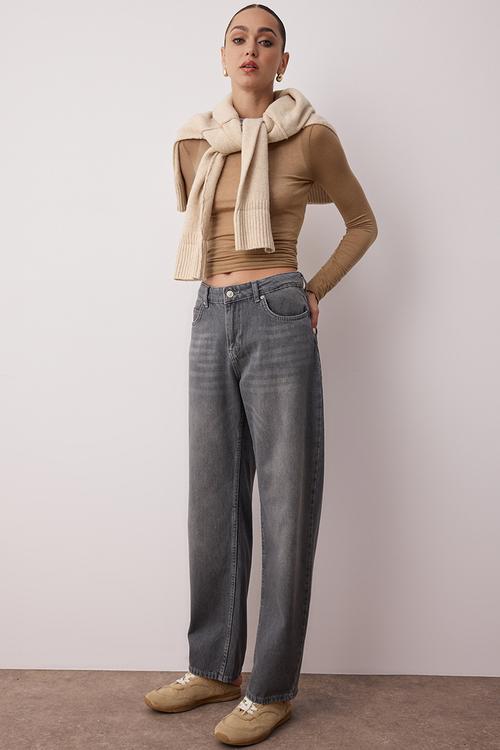 Low Waist Loose Baggy Jeans - Grey