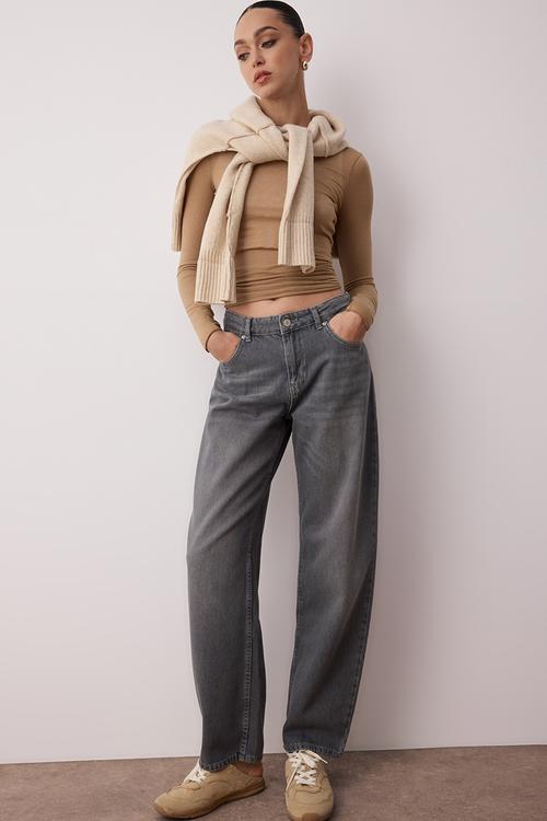 Low Waist Loose Baggy Jeans - Grey