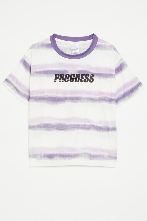 Slogan crew neck tee - purple/white/progress