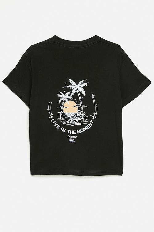 Graphic tee - black/live in the moment