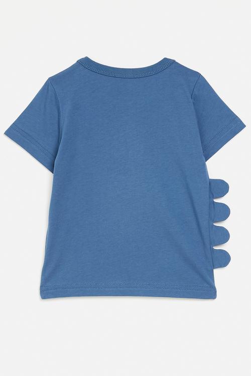 Dino graphic tee with 3D side spikes - bahama blue/hey