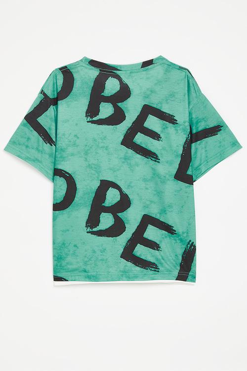 Brush font tie dye tee - green
