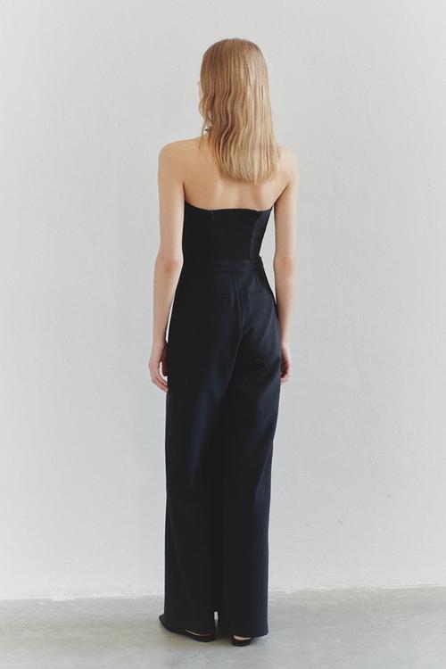 Limited Edition Wide Leg Long Woven Jumpsuit - Black