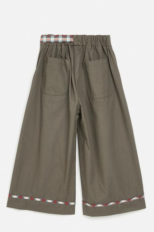 Palazzo pants with belt - dark brown/check