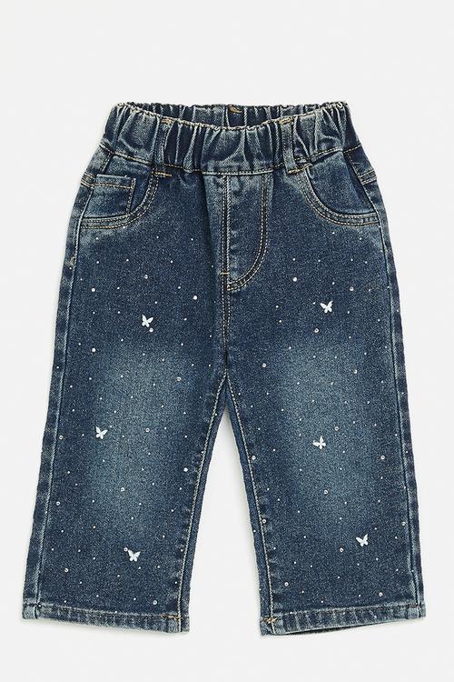 Rhinestone denim jeans - blue
