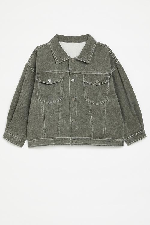 Trucker jacket with contrast topstitching - grey