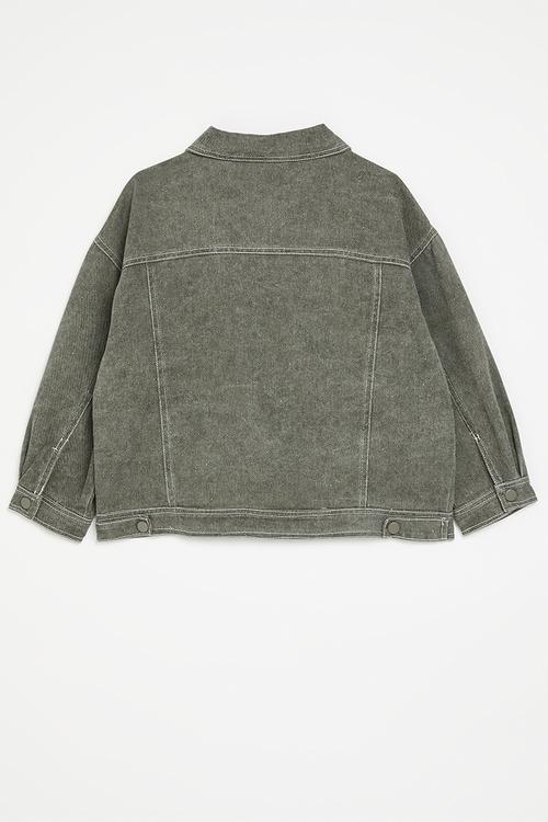 Trucker jacket with contrast topstitching - grey
