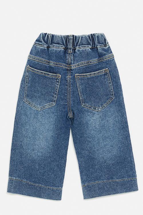 Embroidered bow denim jeans - blue