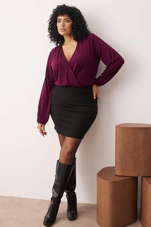 Plus size balloon sleeve blouse - purple