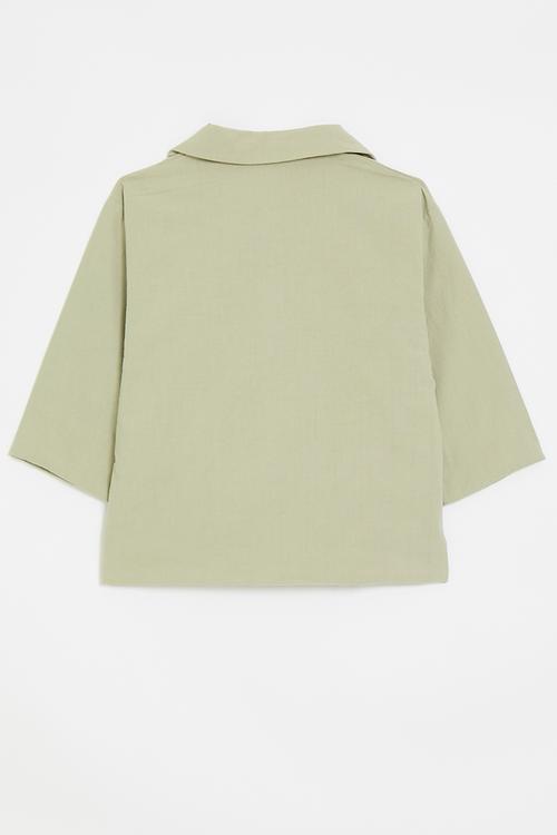 V-neck blazer with welt pockets - calm green