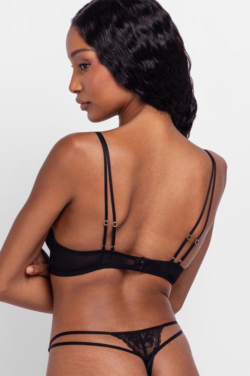 Lyra-satin light padded plunge - black