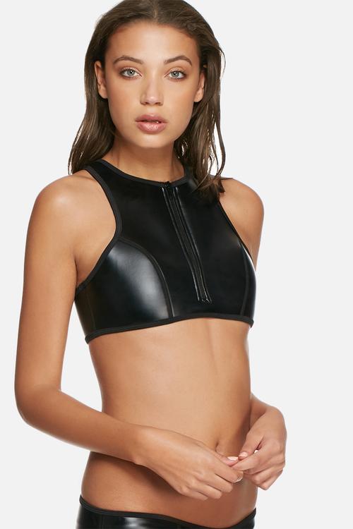 Neoprene high neck zip top