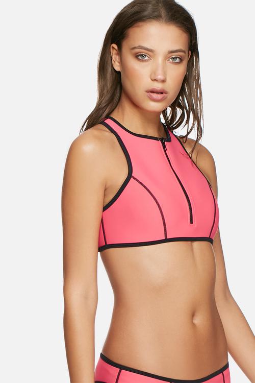 Neoprene high neck zip top