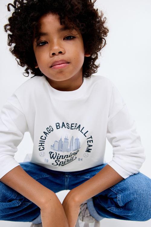 Printed long sleeve t-shirt-white