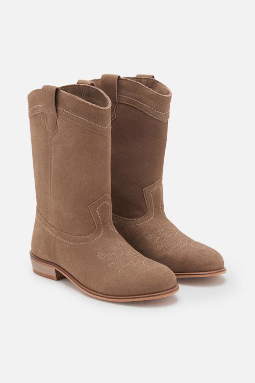 Suede leather boots - brown