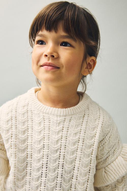 Ruffle knitted sweater - off white