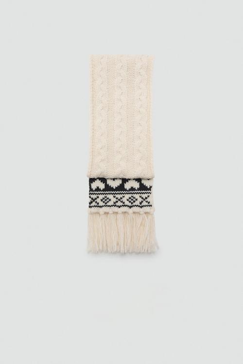 Knitted scarf - ecru