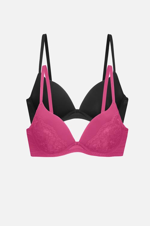 Plus willa-2pp plunge - pink/black