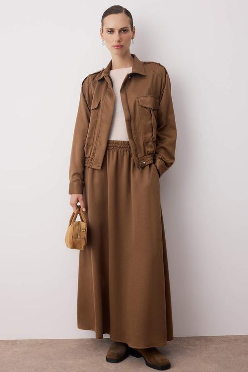 Oversize Pocket Detailed Woven Bottom - Top Set - Haki