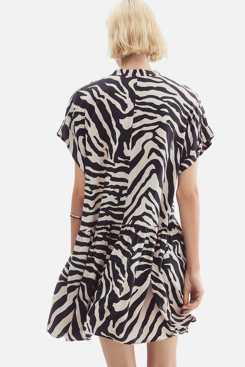 Crinkled tunic dress - cream/zebra print