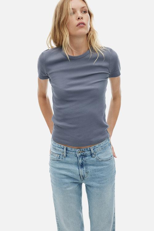 Ribbed t-shirt - dark grey 