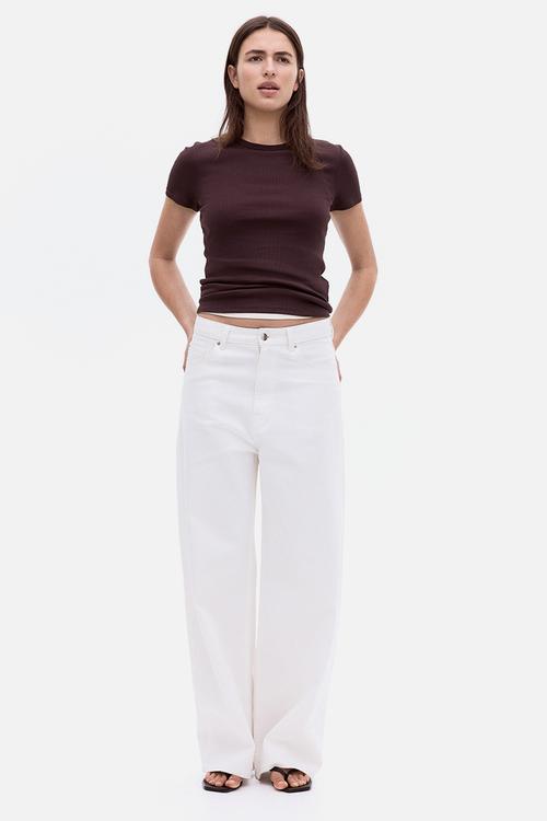 Ribbed t-shirt - dark brown 