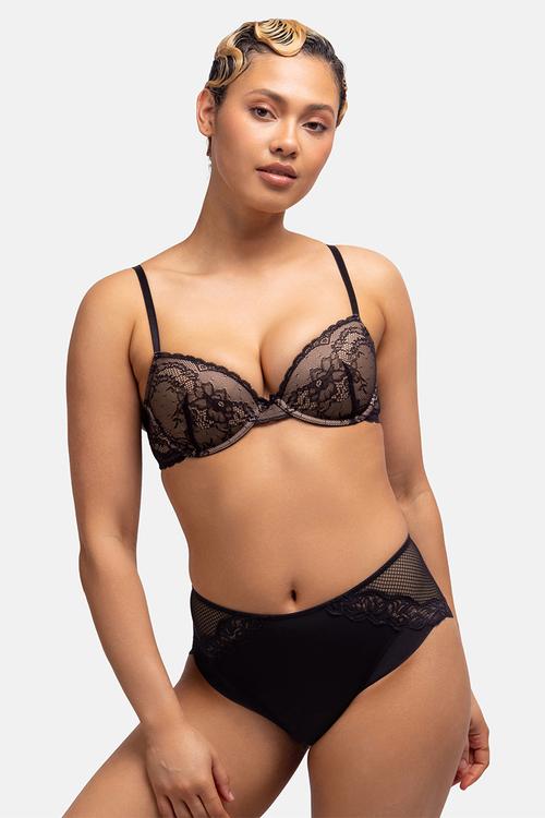 Chloe light padded demi 2 pack bra - black & blush