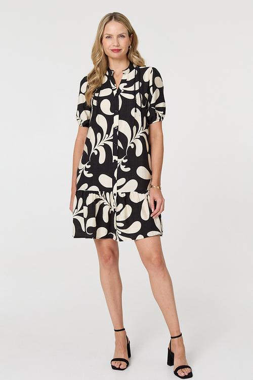 Easy Wearing Babydoll Dress With Ladder Lace Detail On Chest - Black