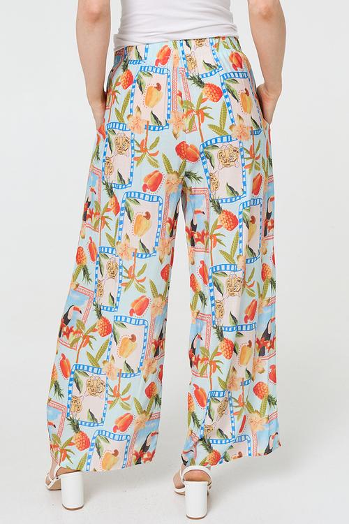 Oversized Blouse And Wide Leg Drawcord Palazzo Pant Set - Multi