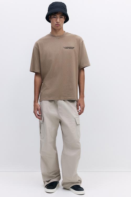 Loose fit washed t-shirt - dark beige le triangle d'or 