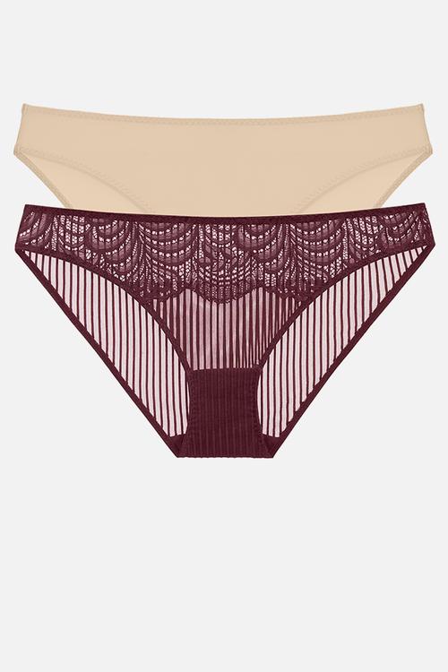 Emersyn 2 pack briefs - red & beige