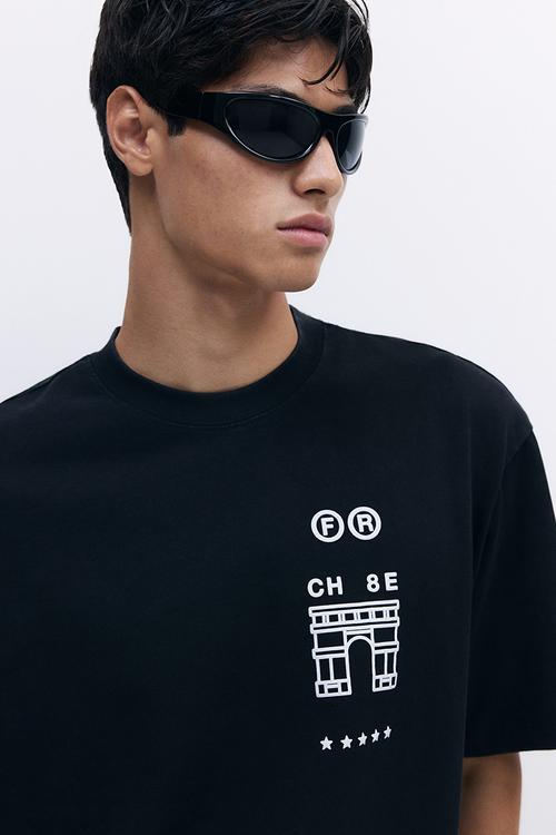 Loose fit washed t-shirt - black triangle d'or