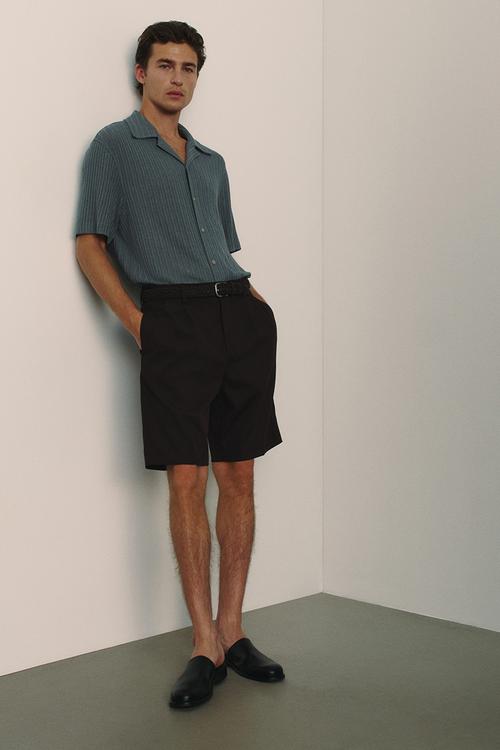 Relaxed fit twill bermuda shorts - brown