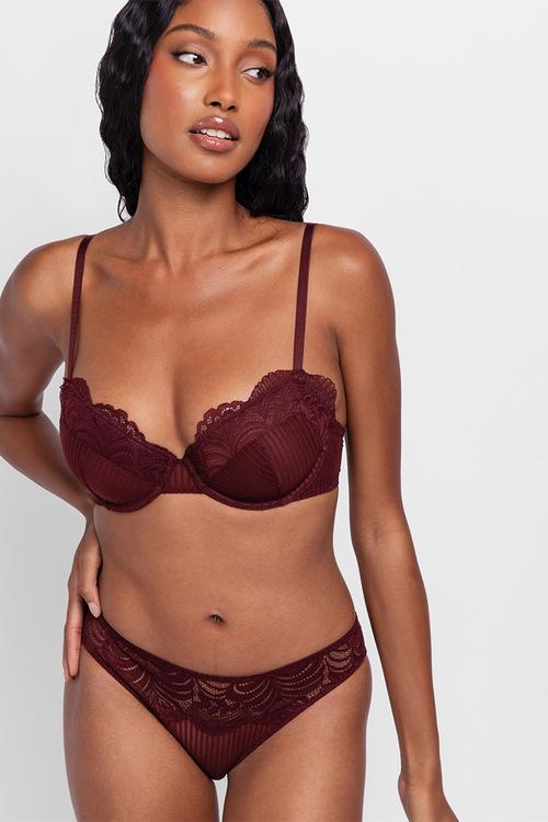 Emersyn 2 pack demi bras - red & beige