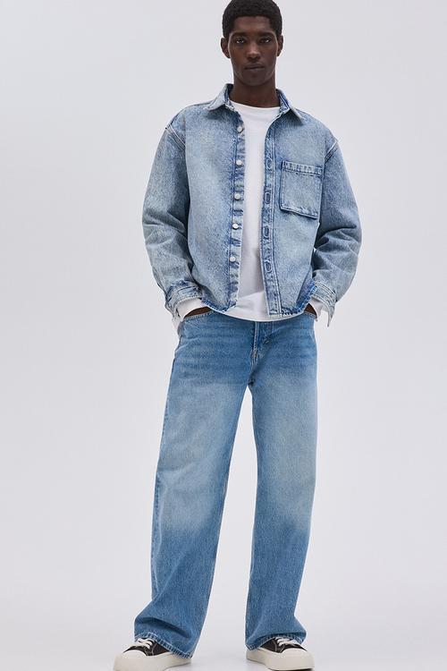 Loose straight jeans - light denim blue