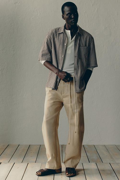 Regular fit short-sleeved shirt - brown gingham check