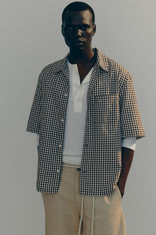 Regular fit short-sleeved shirt - brown gingham check