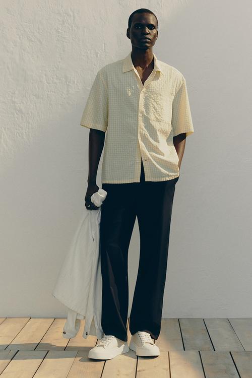 Regular fit short-sleeved shirt - yellow gingham check