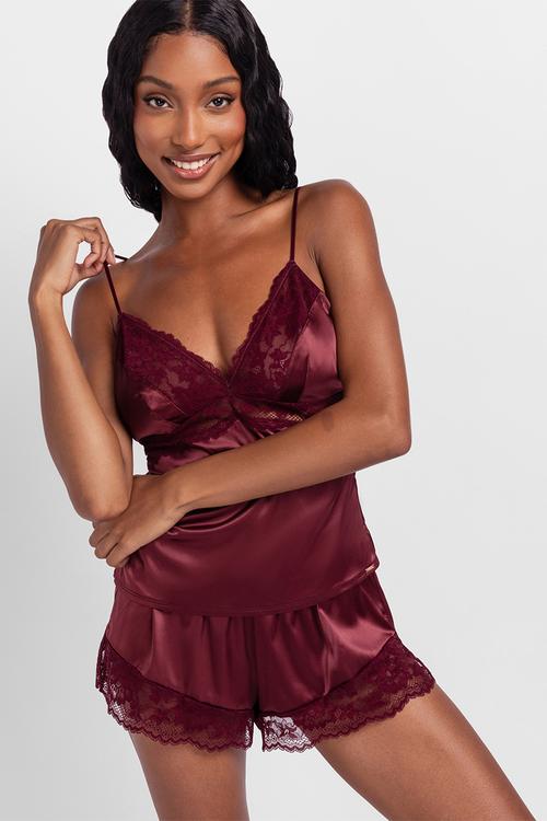 Lyra satin camisole - red