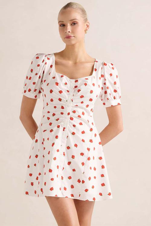 Mallory Gathered Cotton Mini Dress
