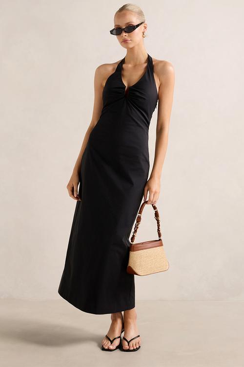 Tia Stretch Cotton Halter Midi Dress