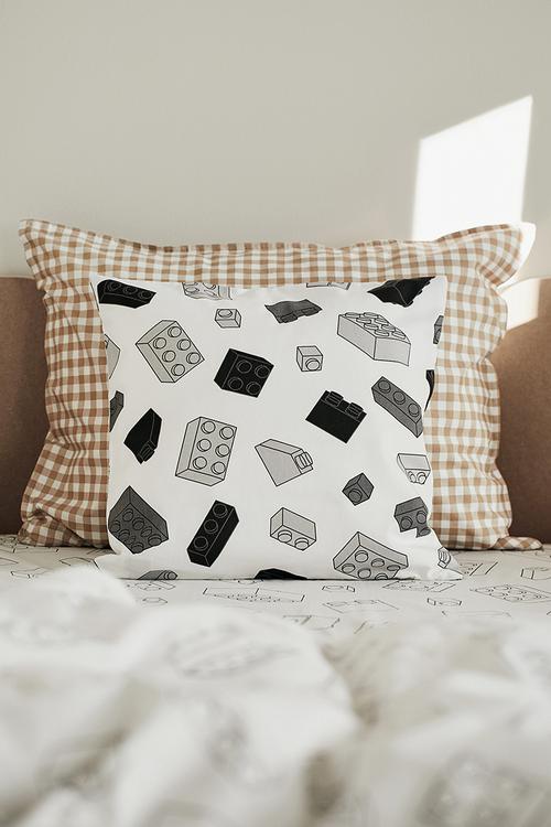 Patterned cushion cover - grey/lego