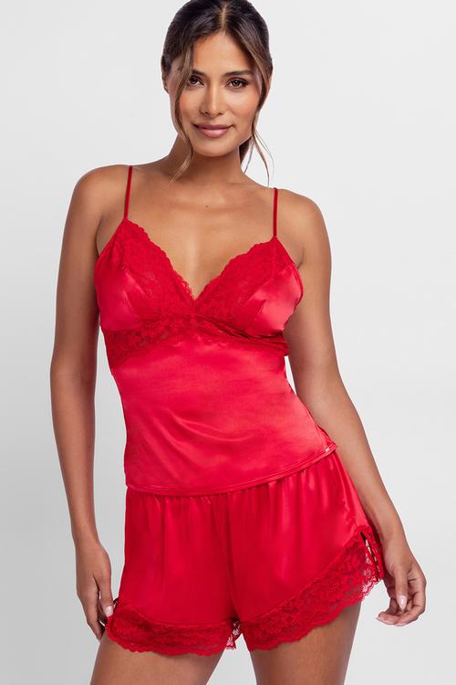 Lyra-satin camisole - red