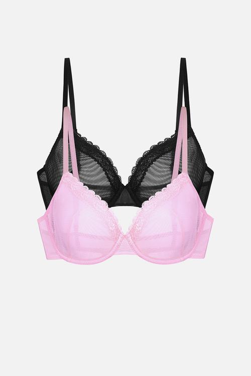 Misha 2 pack wired bra - pink & black