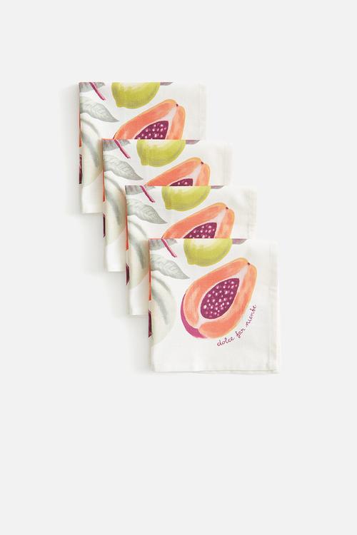 4-pack napkins - white/fruits