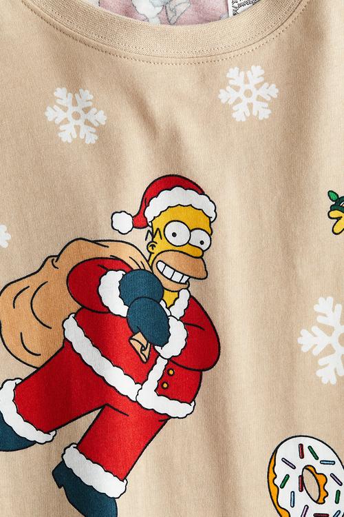 Print-motif cotton t-shirt - beige/the simpsons