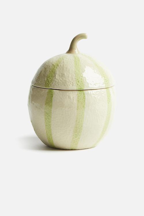 Small stoneware jar - light green melon